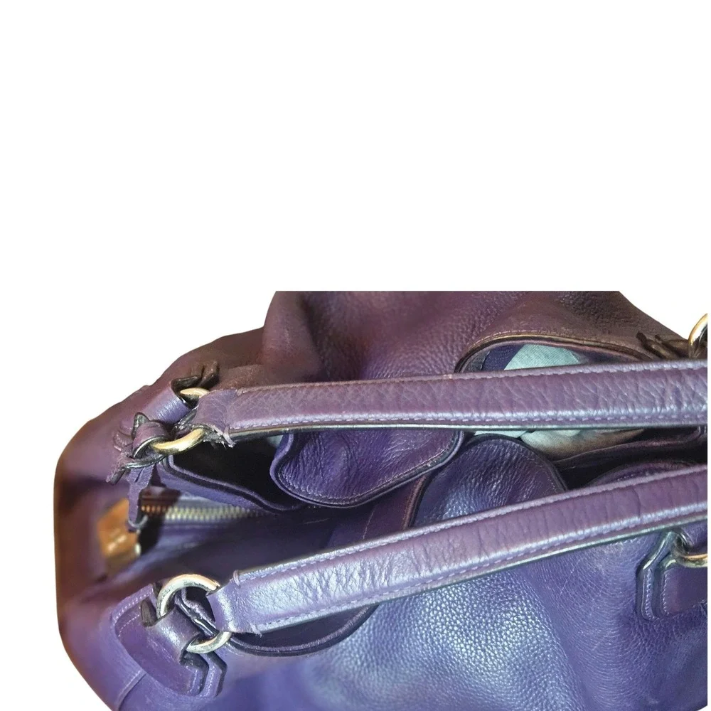 COACH Edie Pebbled Leather Shoulder Bag - Plum Purple